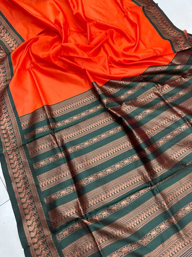 Orange Penther By Aab Art Silk Jacquard Border Saree Wholesale In India